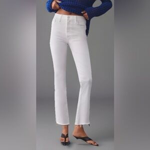 MOTHER || The Insider Mid-Rise Crop Step Fray White Jeans. Sz. 25